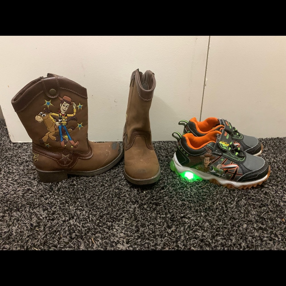 Toddler boots and light up sneakers boys size 9